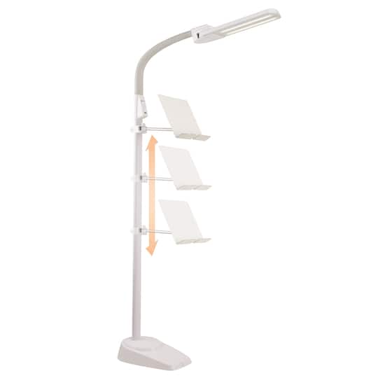 OttLite White Dual Shade LED Floor Lamp with USB Charging Station